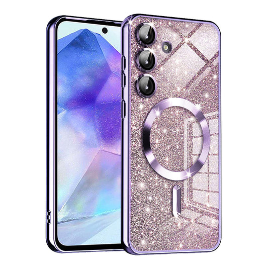 MagSafe-kuori Samsung Galaxy A55 5G A556:lle, Techsuit, Luxury Glitter, Vaaleanvioletti