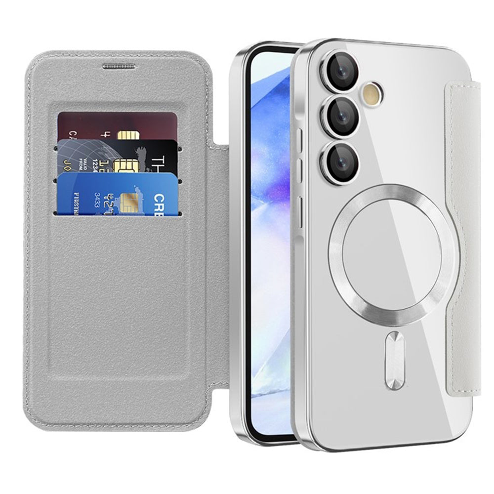 MagSafe-kuori Samsung Galaxy A55 5G A556:lle, Techsuit, SmartMag Book, Harmaa