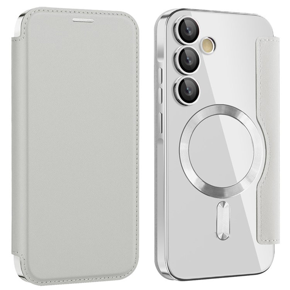 MagSafe-kuori Samsung Galaxy A55 5G A556:lle, Techsuit, SmartMag Book, Harmaa