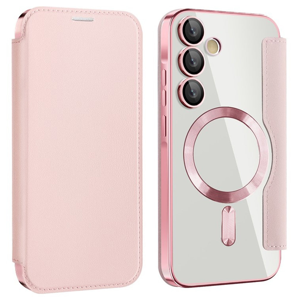 MagSafe-kuori Samsung Galaxy A55 5G A556:lle, Techsuit, SmartMag Book, Vaaleanpunainen