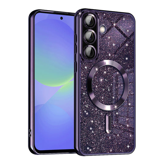 MagSafe-kuori Samsung Galaxy A56 A566 / A36 A366:lle, Techsuit, Luxury Glitter, Tummanvioletti