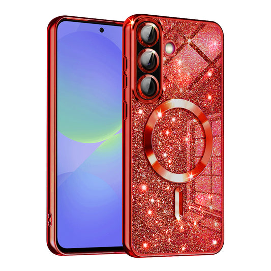 MagSafe-kuori Samsung Galaxy A56 A566 / A36 A366:lle, Techsuit, Luxury Glitter, Punainen
