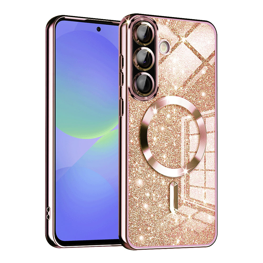 MagSafe Case for Samsung Galaxy A56 A566 / A36 A366, Techsuit, Luxury Glitter, Rose Gold