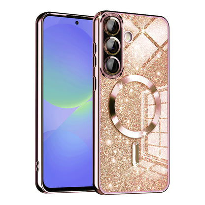 MagSafe Case for Samsung Galaxy A56 A566 / A36 A366, Techsuit, Luxury Glitter, Rose Gold