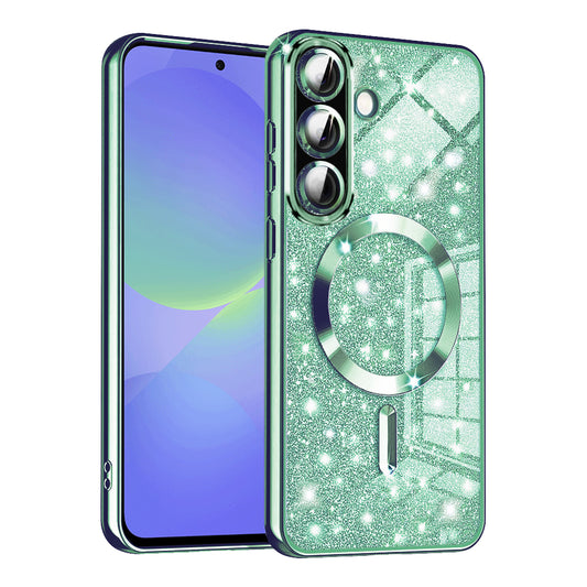 MagSafe-kuori Samsung Galaxy A56 A566 / A36 A366:lle, Techsuit, Luxury Glitter, Vaaleanvihreä
