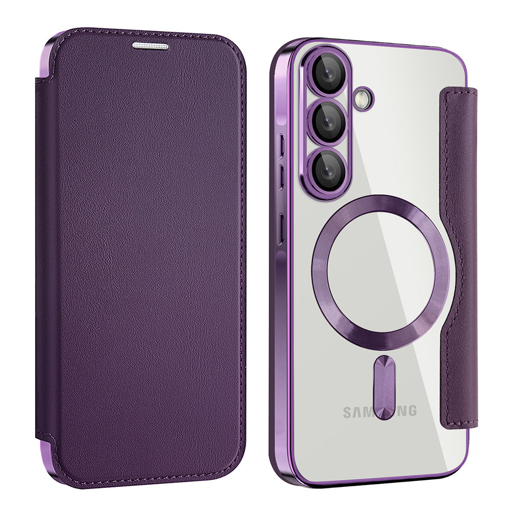 MagSafe-kuori Samsung Galaxy A56 A566:lle, Techsuit, SmartMag Book, Violetti