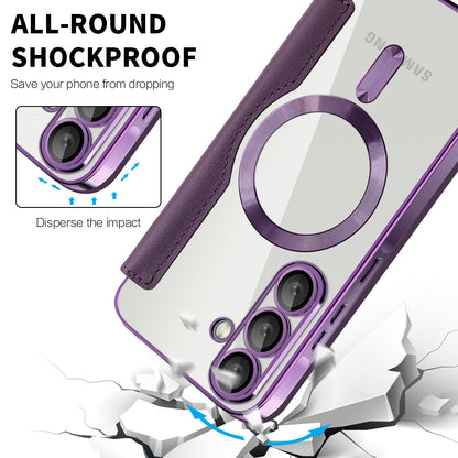 MagSafe-kuori Samsung Galaxy A56 A566:lle, Techsuit, SmartMag Book, Violetti