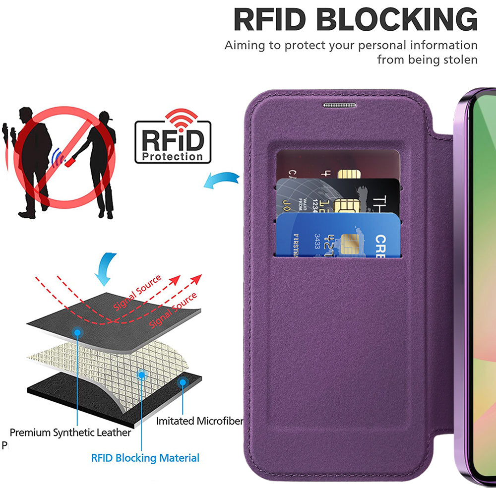MagSafe-kuori Samsung Galaxy A56 A566:lle, Techsuit, SmartMag Book, Violetti