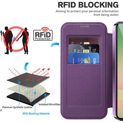 MagSafe-kuori Samsung Galaxy A56 A566:lle, Techsuit, SmartMag Book, Violetti