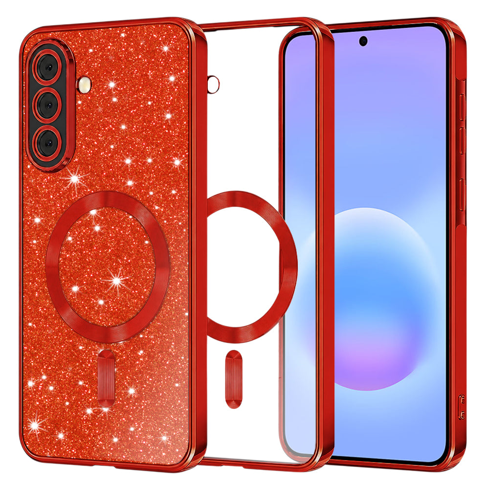 MagSafe-kuori Samsung Galaxy A57 5G:lle, Techsuit, Luxury Glitter, Punainen
