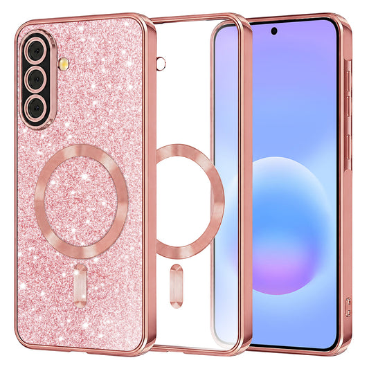 MagSafe-kuori Samsung Galaxy A57 5G:lle, Techsuit, Luxury Glitter, vaaleanpunainen kulta