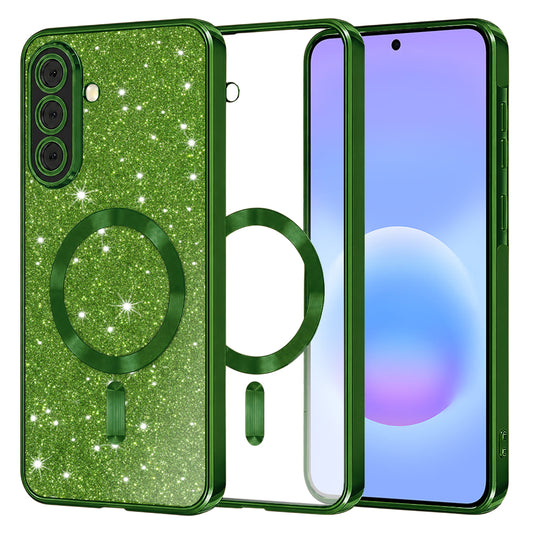 MagSafe-kuori Samsung Galaxy A57 5G:lle, Techsuit, Luxury Glitter, Tummanvihreä