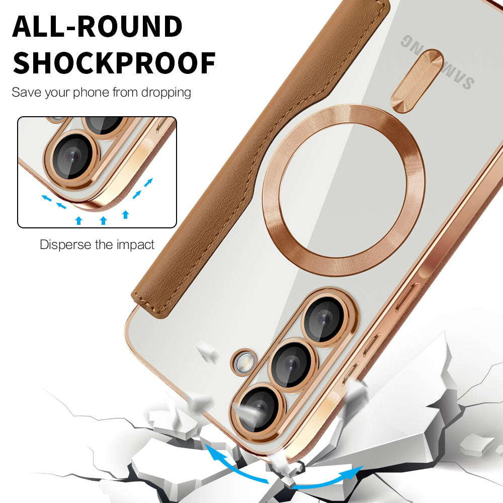 MagSafe-kotelo Samsung Galaxy A57 5G:lle, Techsuit, SmartMag Book, Ruskea