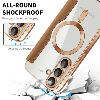 MagSafe-kotelo Samsung Galaxy A57 5G:lle, Techsuit, SmartMag Book, Ruskea