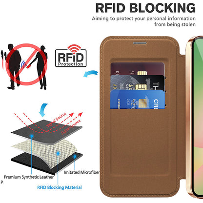 MagSafe-kotelo Samsung Galaxy A57 5G:lle, Techsuit, SmartMag Book, Ruskea