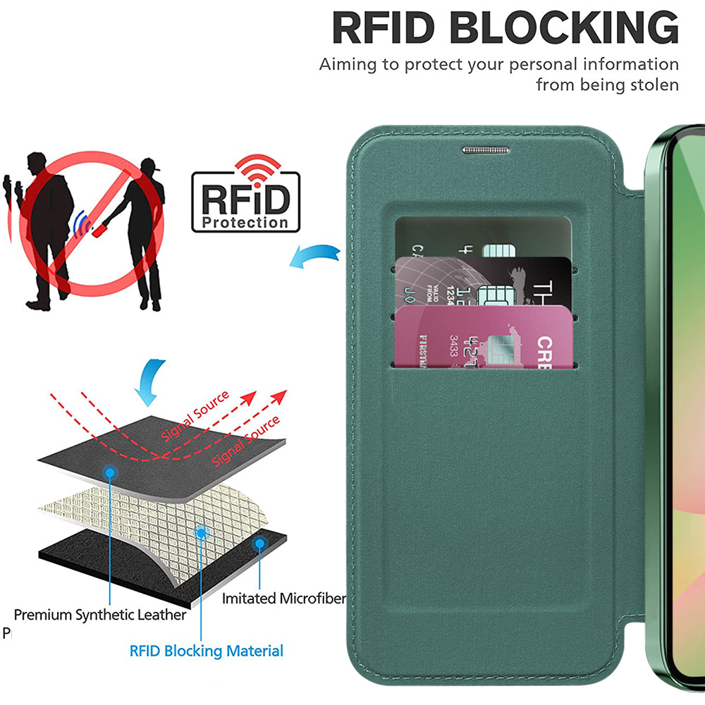 MagSafe-kotelo Samsung Galaxy A57 5G:lle, Techsuit, SmartMag Book, Vihreä