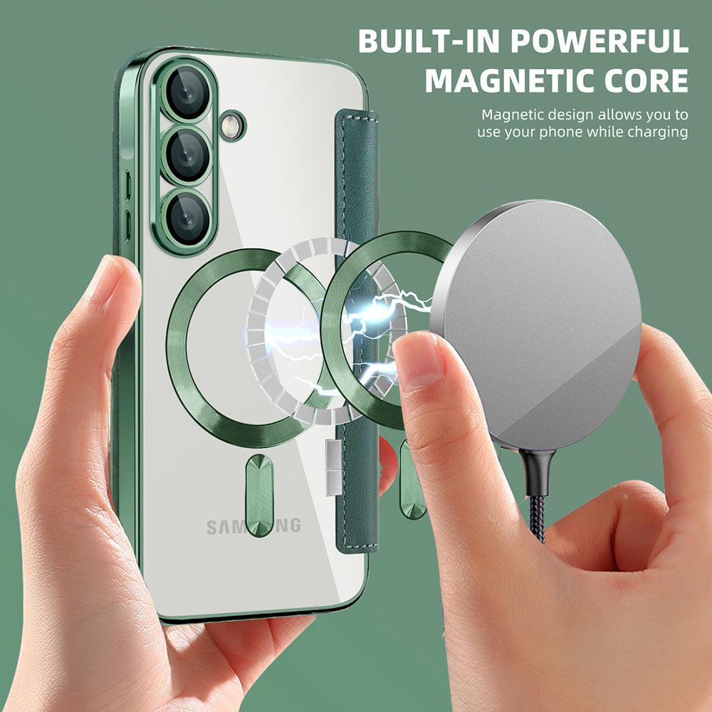 MagSafe-kotelo Samsung Galaxy A57 5G:lle, Techsuit, SmartMag Book, Vihreä