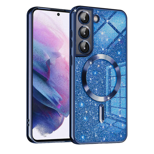 MagSafe-kuori Samsung Galaxy S21 5G G991:lle, Techsuit, Luxury Glitter, Tummansininen