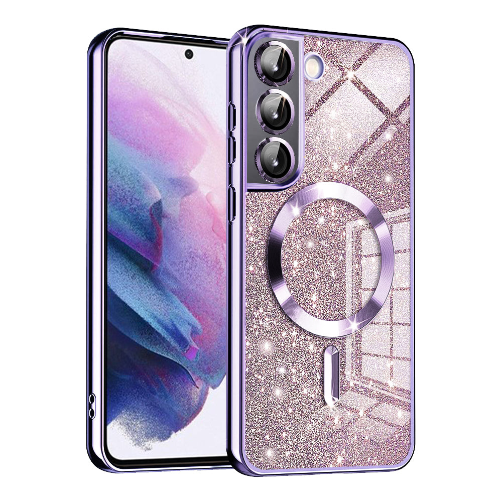 MagSafe-kuori Samsung Galaxy S21 5G G991:lle, Techsuit, Luxury Glitter, Vaalean violetti