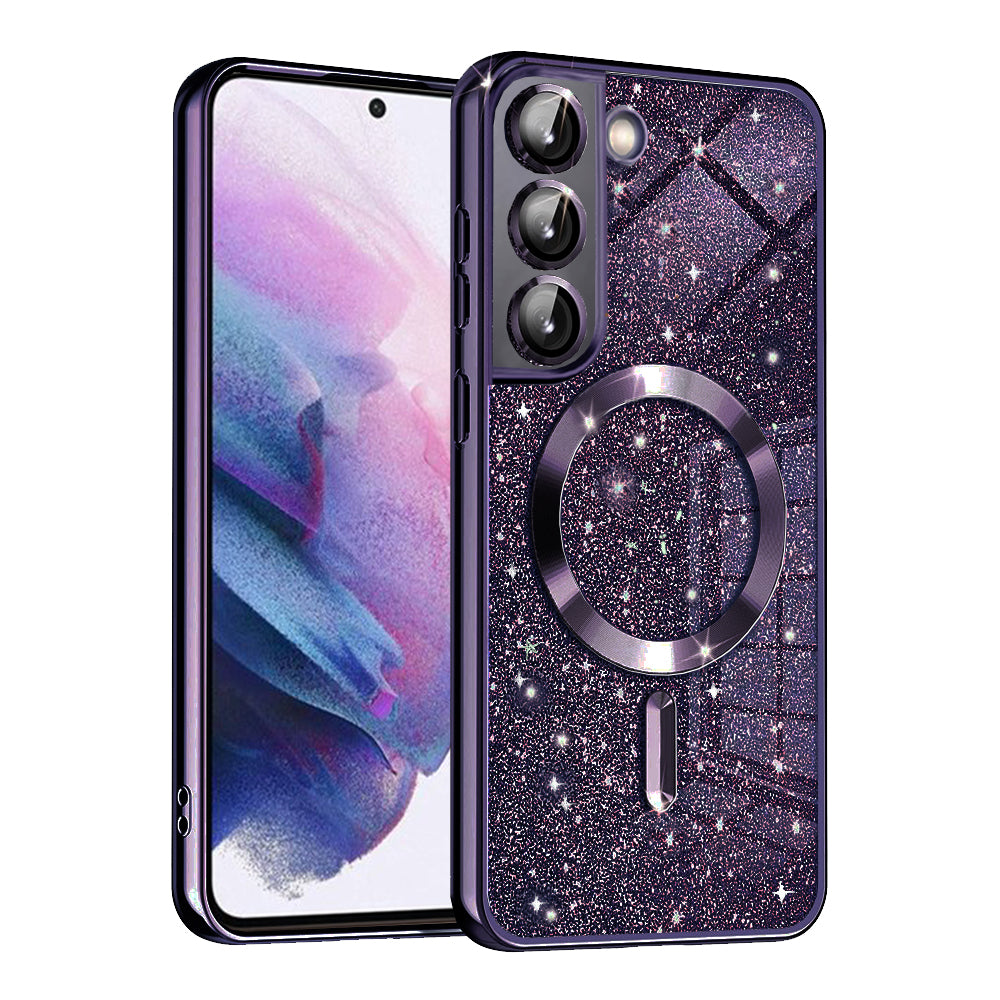 MagSafe-kuori Samsung Galaxy S21 5G G991:lle, Techsuit, Luxury Glitter, Tummanvioletti