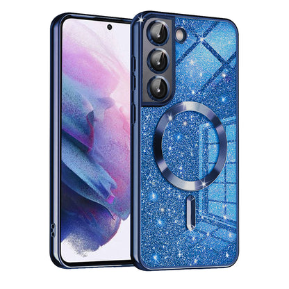 MagSafe-kuori Samsung Galaxy S21 FE 5G G990:lle, Techsuit, Luxury Glitter, Tummansininen