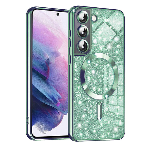 MagSafe-kuori Samsung Galaxy S21 FE 5G G990:lle, Techsuit, Luxury Glitter, Vaaleanvihreä