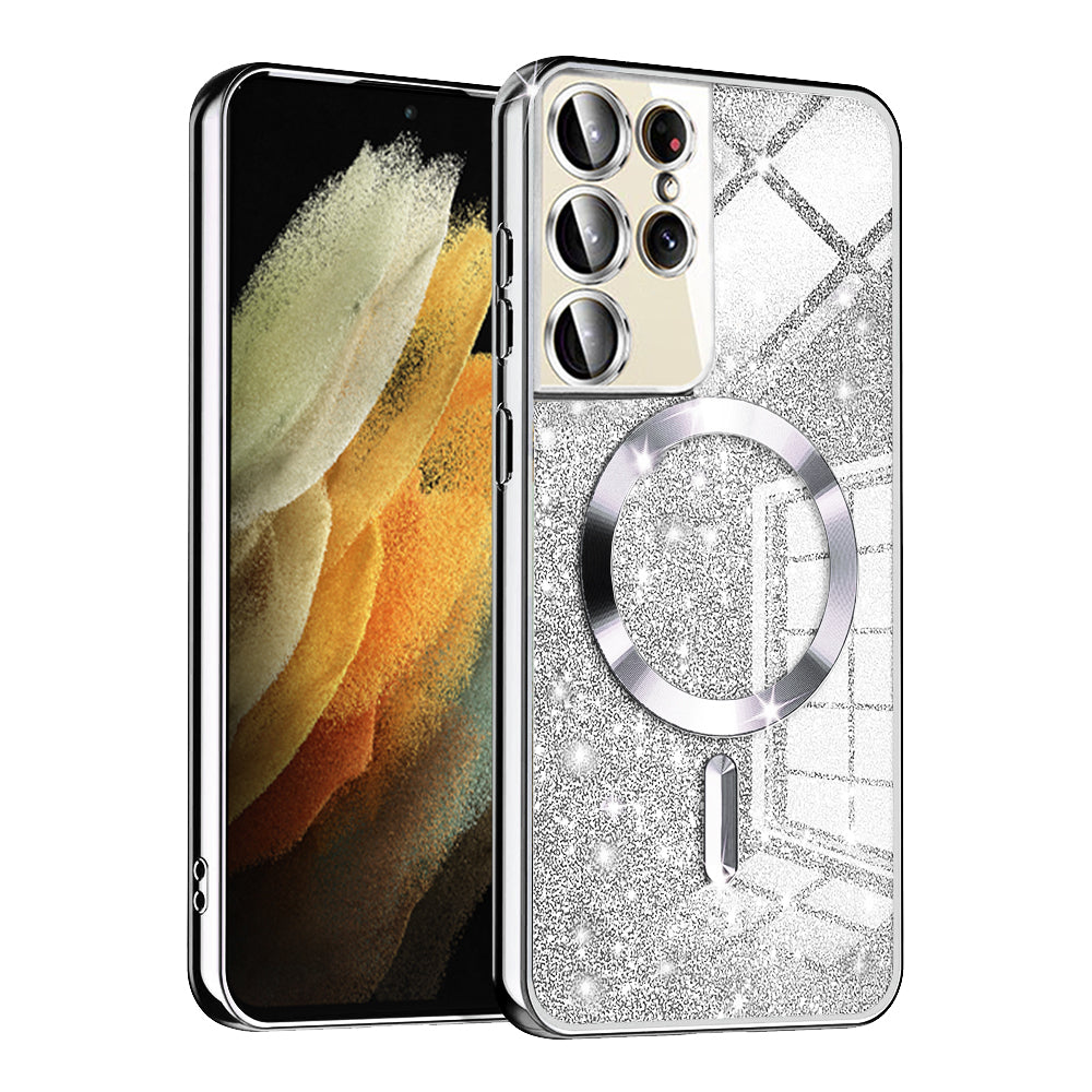 MagSafe-kuori Samsung Galaxy S21 Ultra 5G G998:lle, Techsuit, Luxury Glitter, Hopea