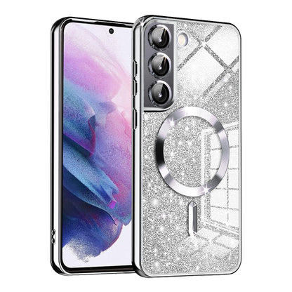 MagSafe Case for Samsung Galaxy S22 5G S901, Techsuit, Luxury Glitter, Silver
