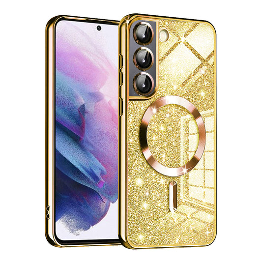 MagSafe-kuori Samsung Galaxy S22 5G S901:lle, Techsuit, Luxury Glitter, Kultainen