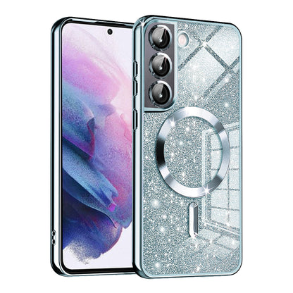MagSafe-kuori Samsung Galaxy S22 5G S901:lle, Techsuit, Luxury Glitter, Bleu
