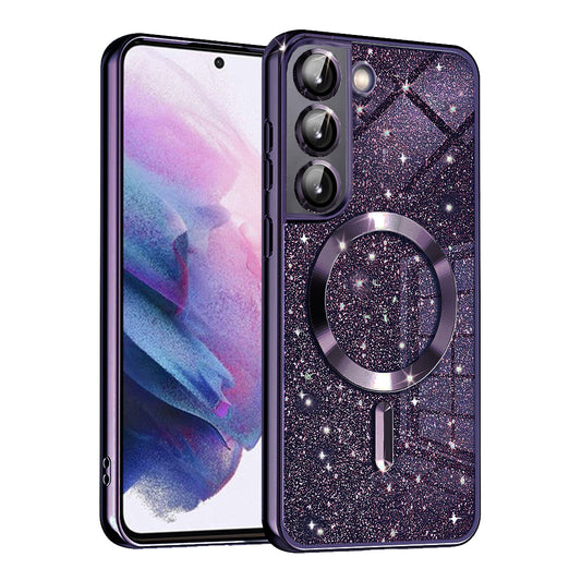 MagSafe-kuori Samsung Galaxy S22 5G S901:lle, Techsuit, Luxury Glitter, Tummanvioletti