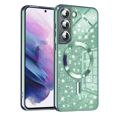 MagSafe-kuori Samsung Galaxy S22 5G S901:lle, Techsuit, Luxury Glitter, Vaaleanvihreä