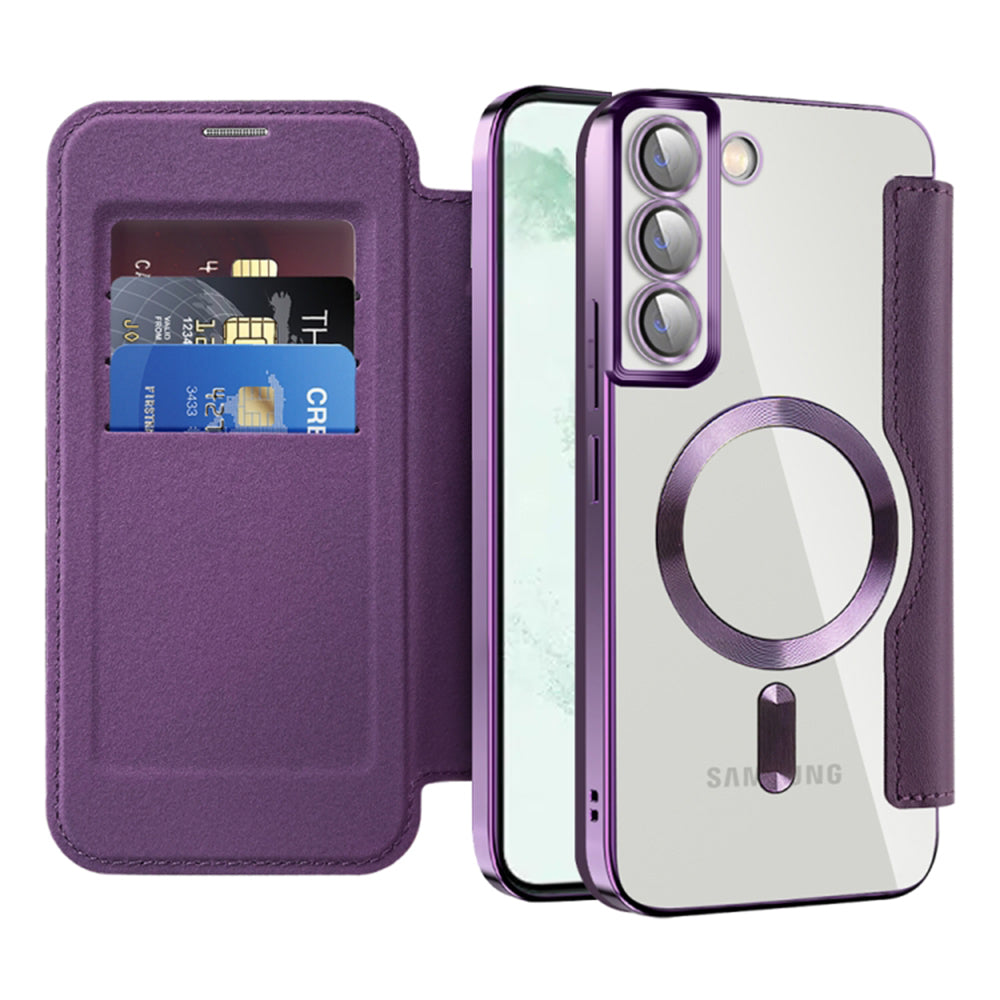 MagSafe-kuori Samsung Galaxy S22+ 5G S906:lle, Techsuit, SmartMag Book, Violetti