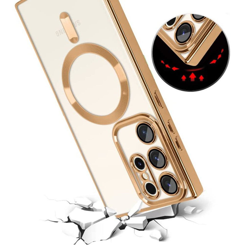 MagSafe Case for Samsung Galaxy S22 Ultra 5G S908, Techsuit, Luxury Crystal, Red