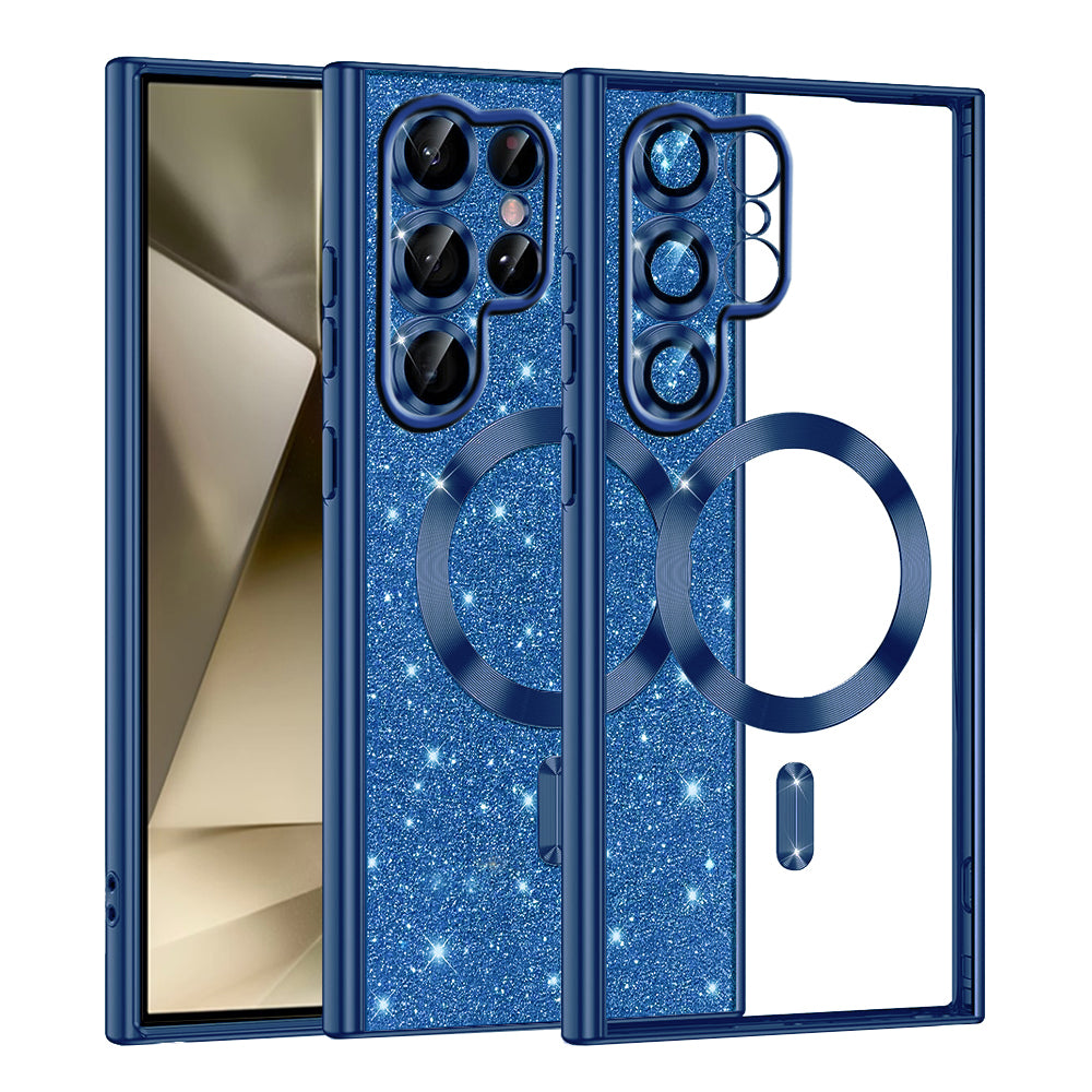 MagSafe Case for Samsung Galaxy S22 Ultra 5G S908, Techsuit, Luxury Glitter, Dark Blue