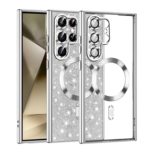 MagSafe-kuori Samsung Galaxy S22 Ultra 5G S908:lle, Techsuit, Luxury Glitter, Hopea