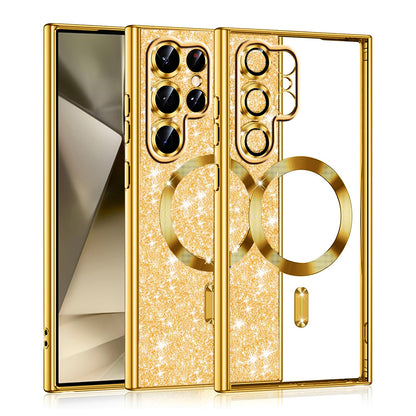 MagSafe Case for Samsung Galaxy S22 Ultra 5G S908, Techsuit, Luxury Glitter, Gold