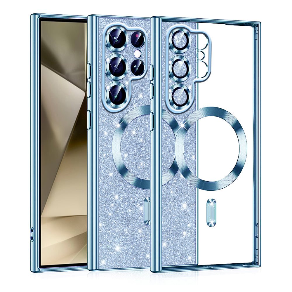 MagSafe-kuori Samsung Galaxy S22 Ultra 5G S908:lle, Techsuit, Luxury Glitter, Bleu