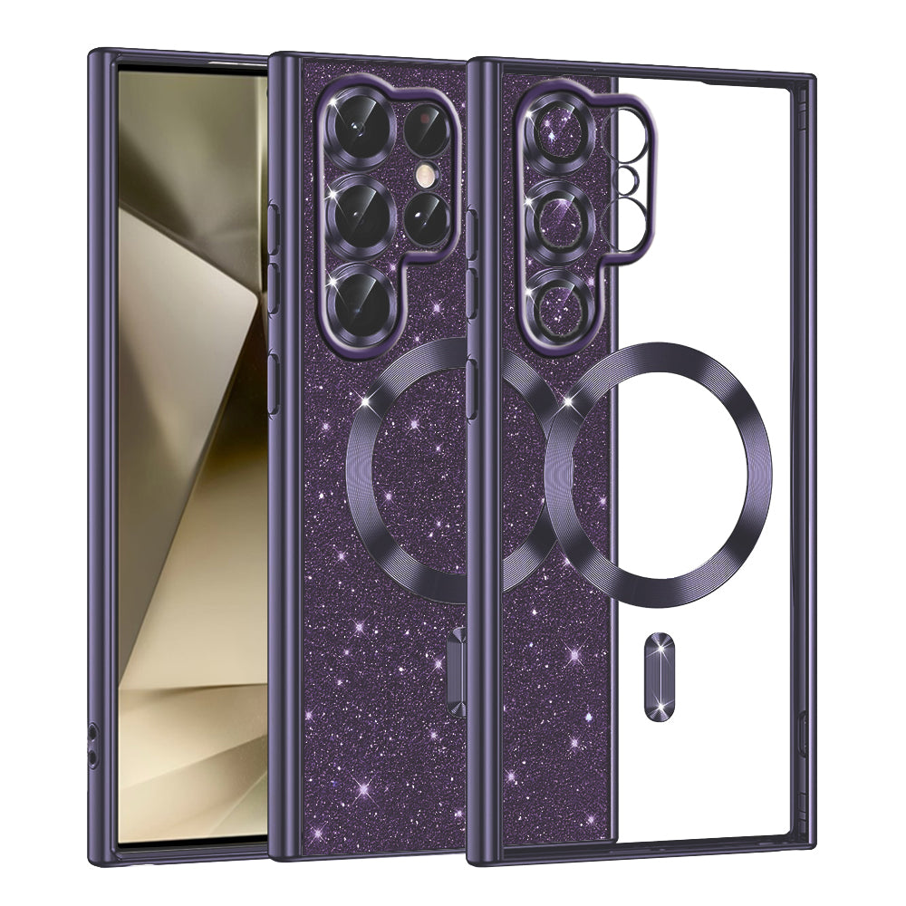 MagSafe Case for Samsung Galaxy S22 Ultra 5G S908, Techsuit, Luxury Glitter, Dark Purple