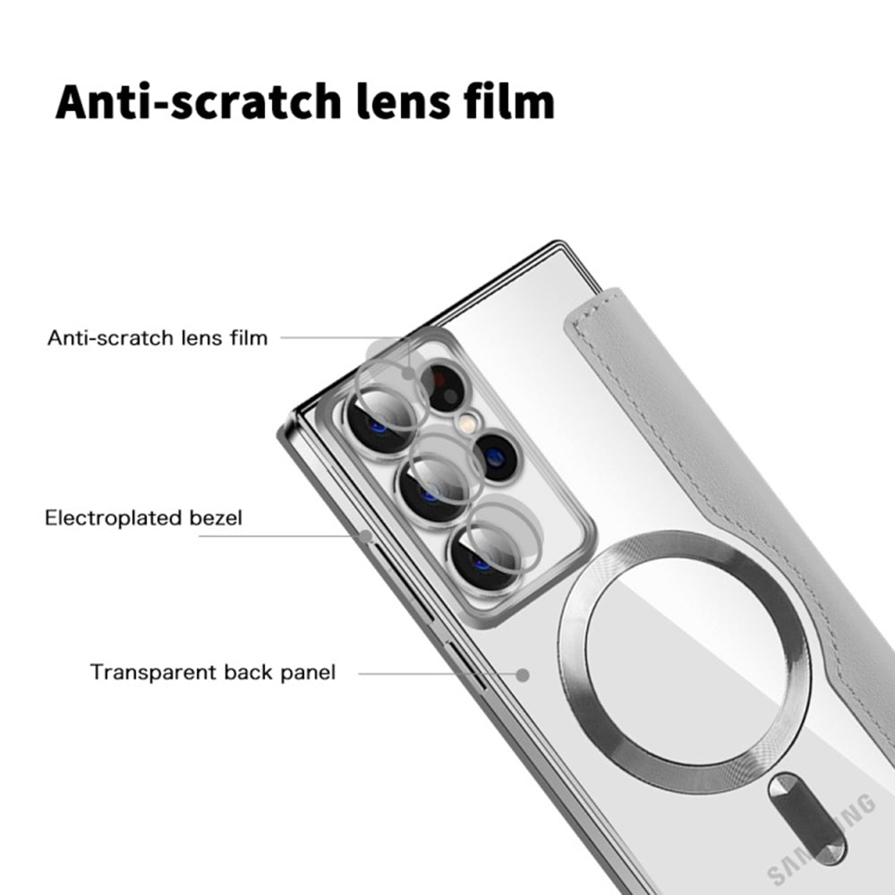 MagSafe-kuori Samsung Galaxy S22 Ultra 5G S908:lle, Techsuit, SmartMag Book, Harmaa