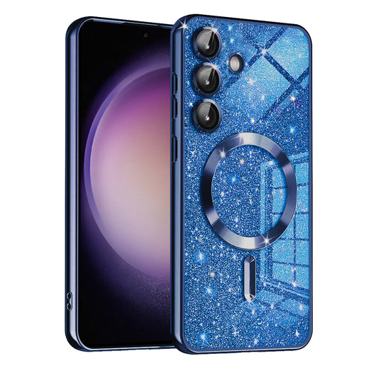 MagSafe-kuori Samsung Galaxy S23 FE S711:lle, Techsuit, Luxury Glitter, Tummansininen