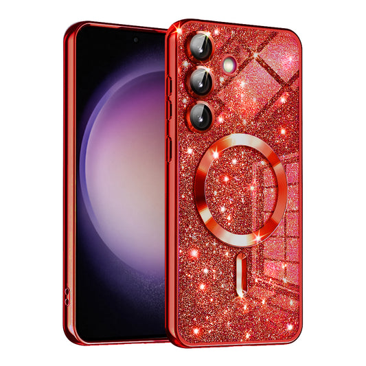 MagSafe-kuori Samsung Galaxy S23 FE S711:lle, Techsuit, Luxury Glitter, Punainen