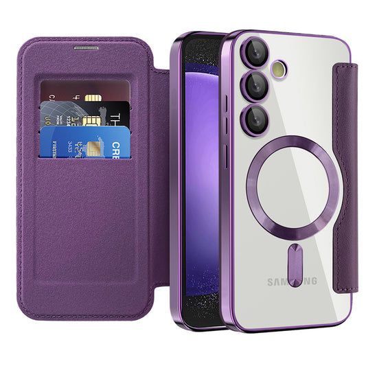 MagSafe-kuori Samsung Galaxy S23 FE S711:lle, Techsuit, SmartMag Book, Violetti