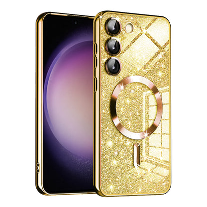 MagSafe-kuori Samsung Galaxy S23+ S916:lle, Techsuit, Luxury Glitter, Kultainen
