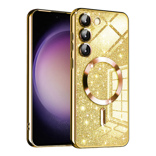 MagSafe-kuori Samsung Galaxy S23+ S916:lle, Techsuit, Luxury Glitter, Kultainen