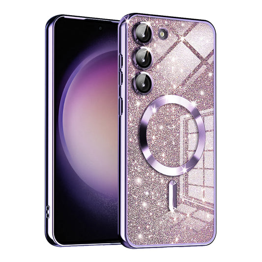 MagSafe-kuori Samsung Galaxy S23+ S916:lle, Techsuit, Luxury Glitter, Vaaleanvioletti