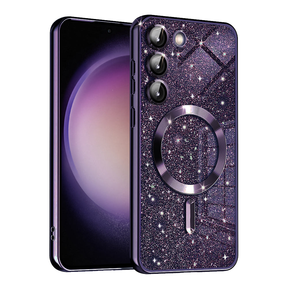 MagSafe-kuori Samsung Galaxy S23+ S916:lle, Techsuit, Luxury Glitter, Tummanvioletti