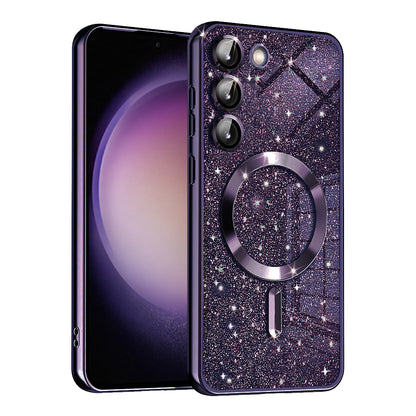 MagSafe-kuori Samsung Galaxy S23+ S916:lle, Techsuit, Luxury Glitter, Tummanvioletti