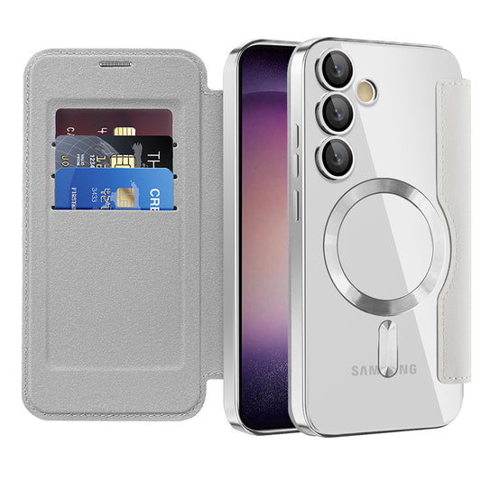 MagSafe-kuori Samsung Galaxy S23+ S916:lle, Techsuit, SmartMag Book, Harmaa