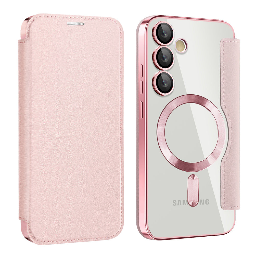 MagSafe-kuori Samsung Galaxy S23+ S916:lle, Techsuit, SmartMag Book, Vaaleanpunainen